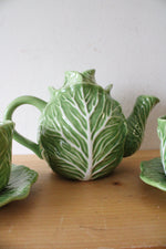 Threshold Stoneware Green Cabbage Teapot Cup & Saucer Set