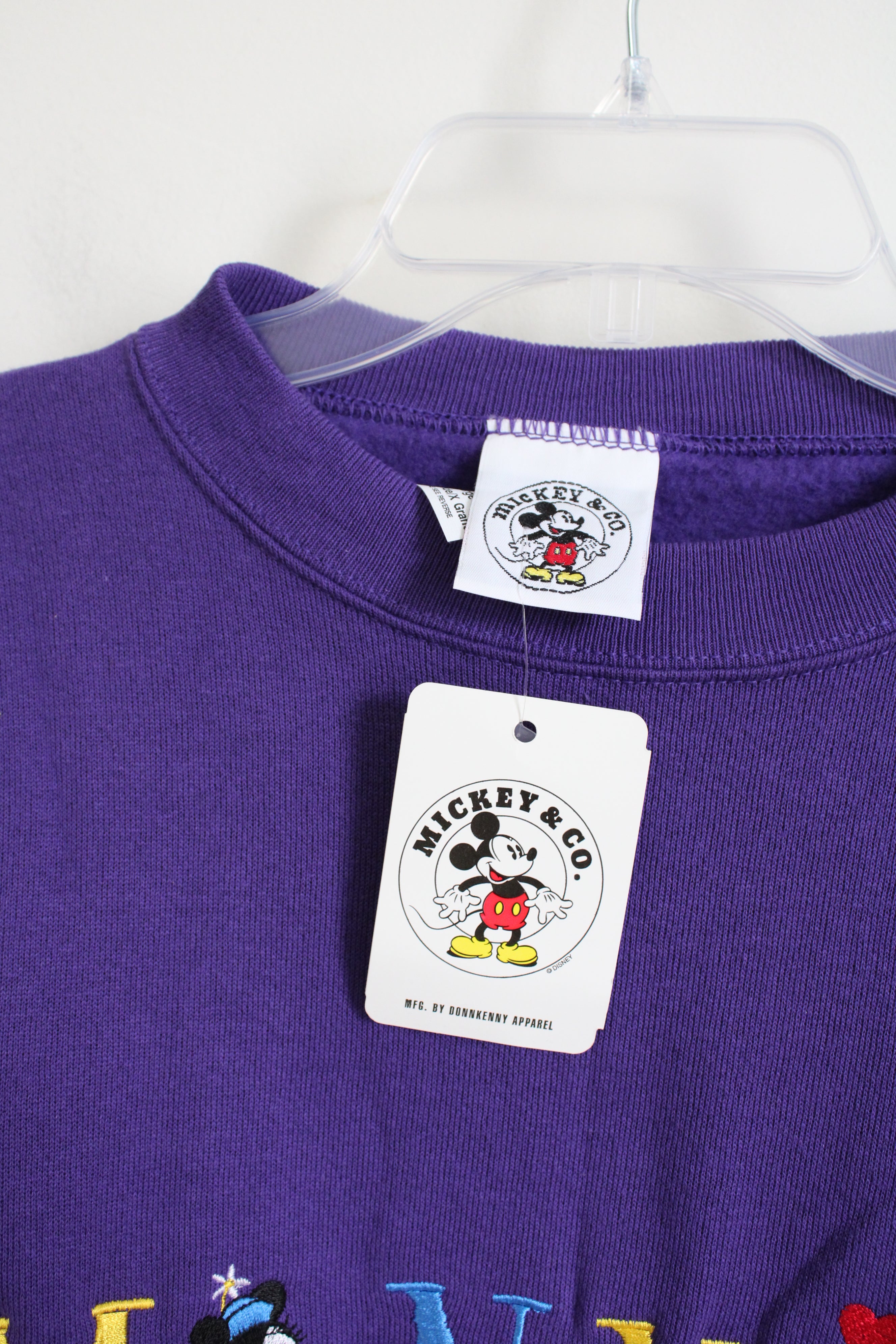 NEW Vintage Mickey & Co. Minnie Mouse Embroidered Purple Sweatshirt | XL