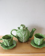 Threshold Stoneware Green Cabbage Teapot Cup & Saucer Set