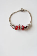 Pandora Red Sterling Silver Beaded Gift Box Charm Bracelet