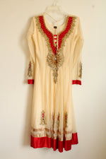 Traditional Red Embroidered Indian Kurta Dress | L