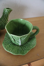 Threshold Stoneware Green Cabbage Teapot Cup & Saucer Set