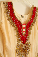 Traditional Red Embroidered Indian Kurta Dress | L