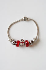 Pandora Red Sterling Silver Beaded Gift Box Charm Bracelet
