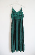 Emerald Green Lace Tiered Maxi Dress | M