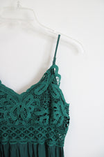 Emerald Green Lace Tiered Maxi Dress | M