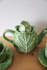 Threshold Stoneware Green Cabbage Teapot Cup & Saucer Set