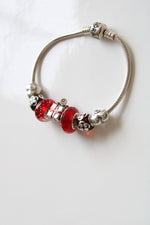 Pandora Red Sterling Silver Beaded Gift Box Charm Bracelet
