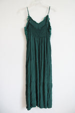 Emerald Green Lace Tiered Maxi Dress | M