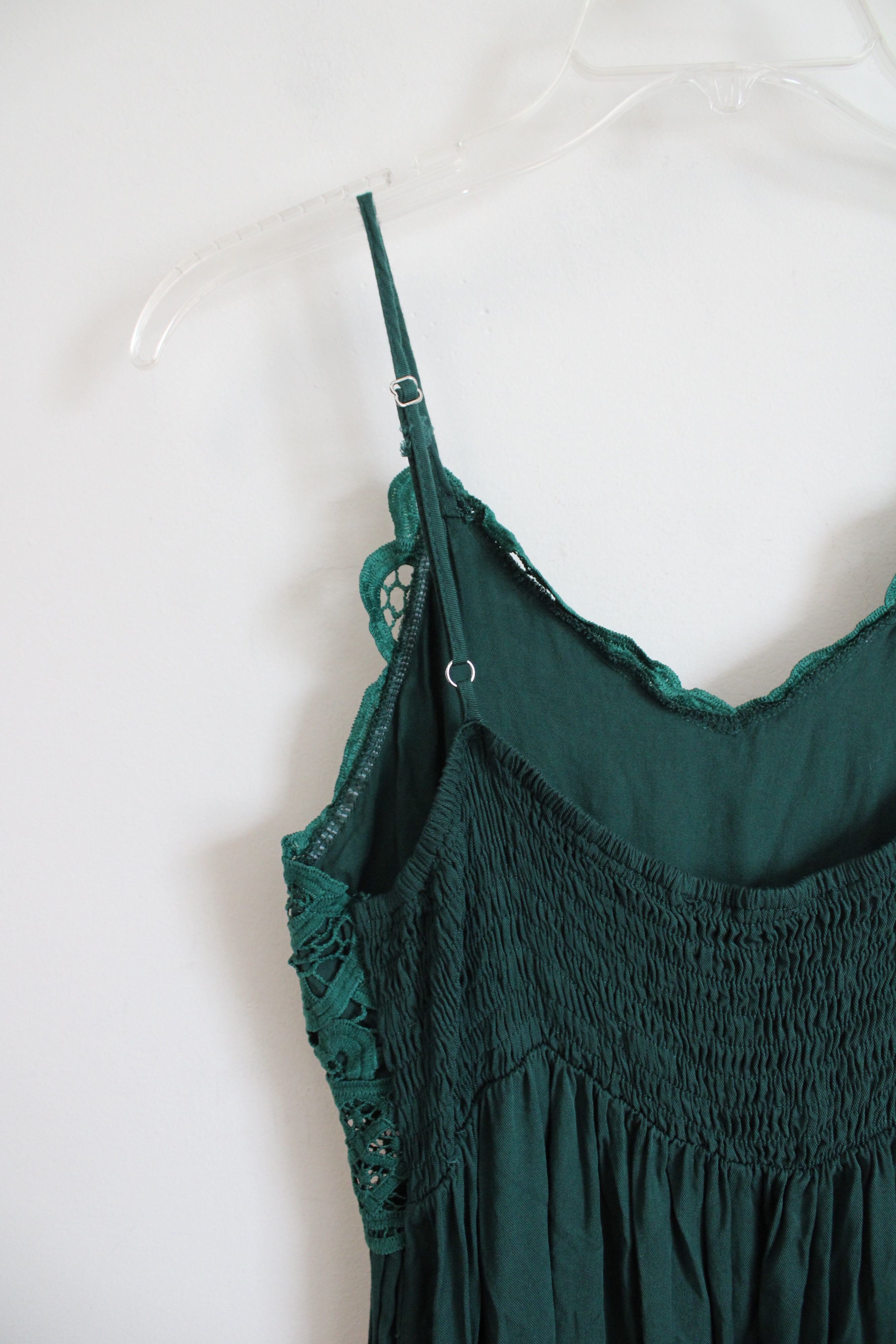 Emerald Green Lace Tiered Maxi Dress | M