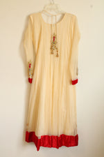 Traditional Red Embroidered Indian Kurta Dress | L