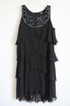 SLNY Black Ruffle Chiffon Dress | 16W