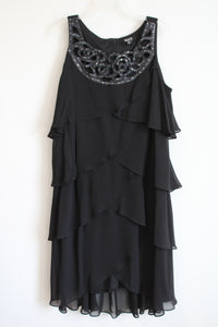 slny dresses Black Ruffle Chiffon Dress With a ruched bust and waist SLNY Dresses | 1ère Avenue