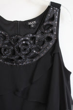 SLNY Black Ruffle Chiffon Dress | 16W