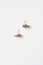 9K Blue Sapphire Yellow Gold Paisley Stud Earrings