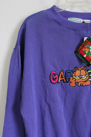 NEW Vintage Shenanigans Garfield Purple Embroidered Sweatshirt | L