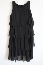 SLNY Black Ruffle Chiffon Dress | 16W