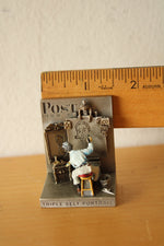 Goebel Olszewski Norman Rockwell Miniature Pewter "Triple Self Portrait" Figurine