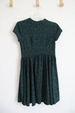 Xhilaration Emerald Green & Black Floral Dress | S
