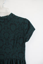 Xhilaration Emerald Green & Black Floral Dress | S