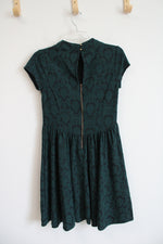 Xhilaration Emerald Green & Black Floral Dress | S