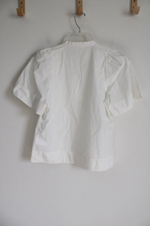By Anthropologie White Cotton Puff Sleeve Shirt | 2