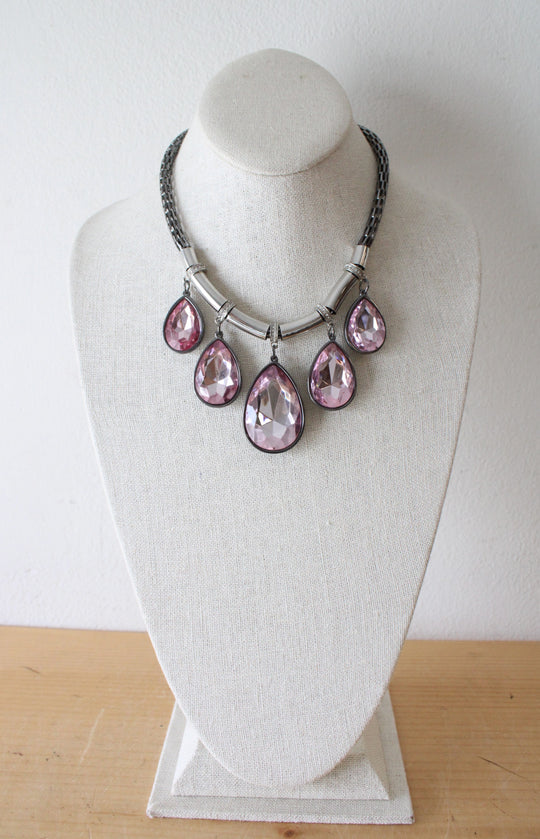 Ann Taylor Pink Crystal Statement Necklace