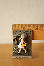 Goebel Olszewski Norman Rockwell Miniature Pewter "No Swimming" Figurine
