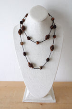 Joan Rivers Tigers Eye Brown Wood Beaded Necklace