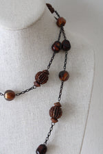 Joan Rivers Tigers Eye Brown Wood Beaded Necklace