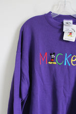 NEW Vintage Mickey & Co. Mickey Mouse Embroidered Purple Sweatshirt | XL