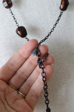 Joan Rivers Tigers Eye Brown Wood Beaded Necklace