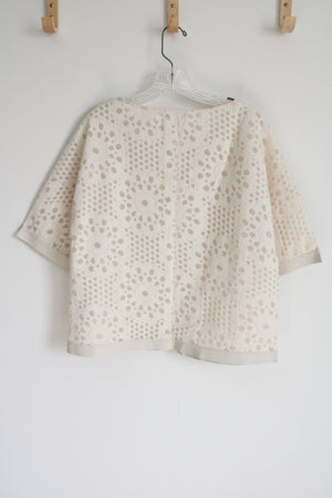 Lafayette 148 Ivory Short Sleeved Top | M