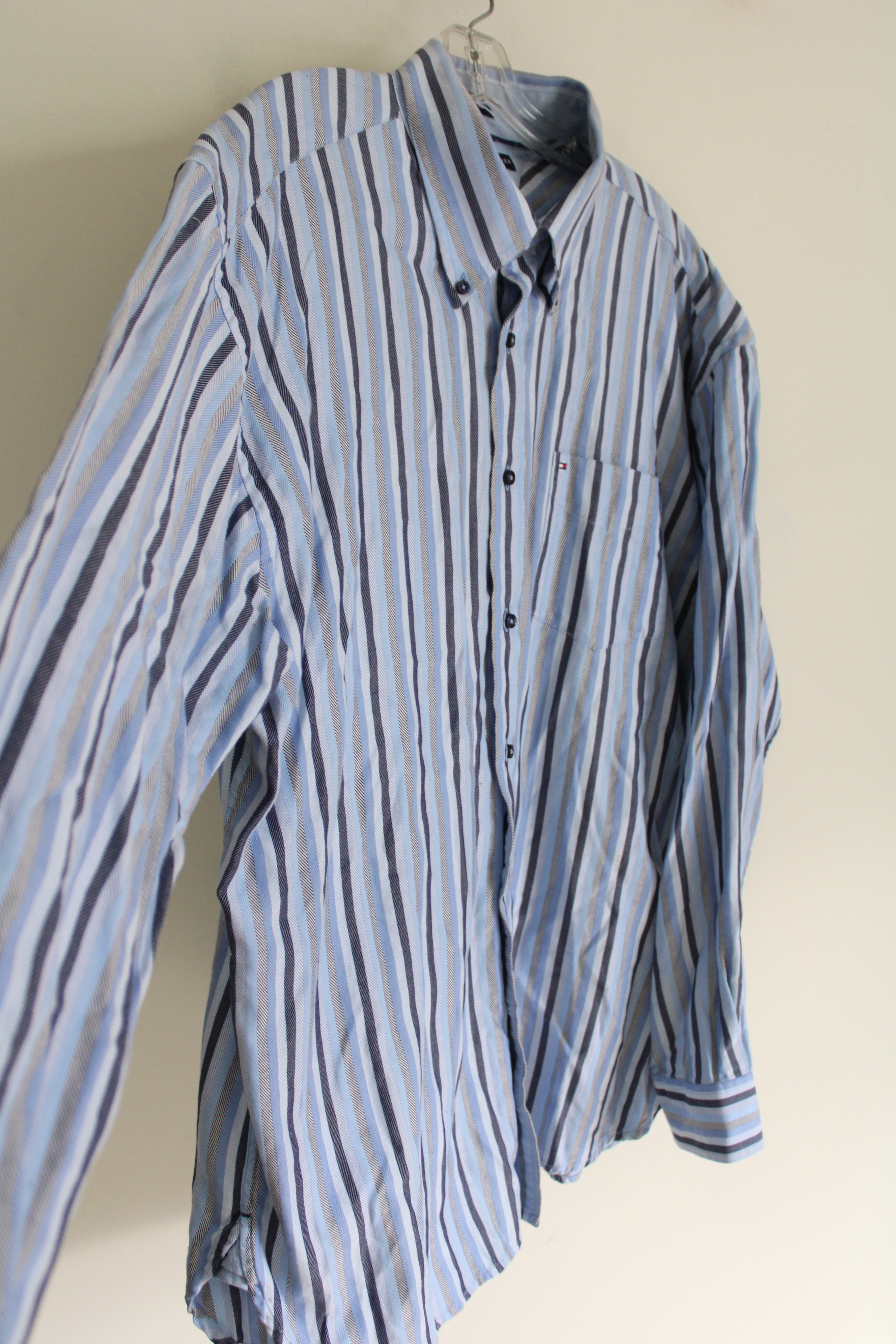 Tommy Hilfiger Blue Striped Button Down Shirt | XL