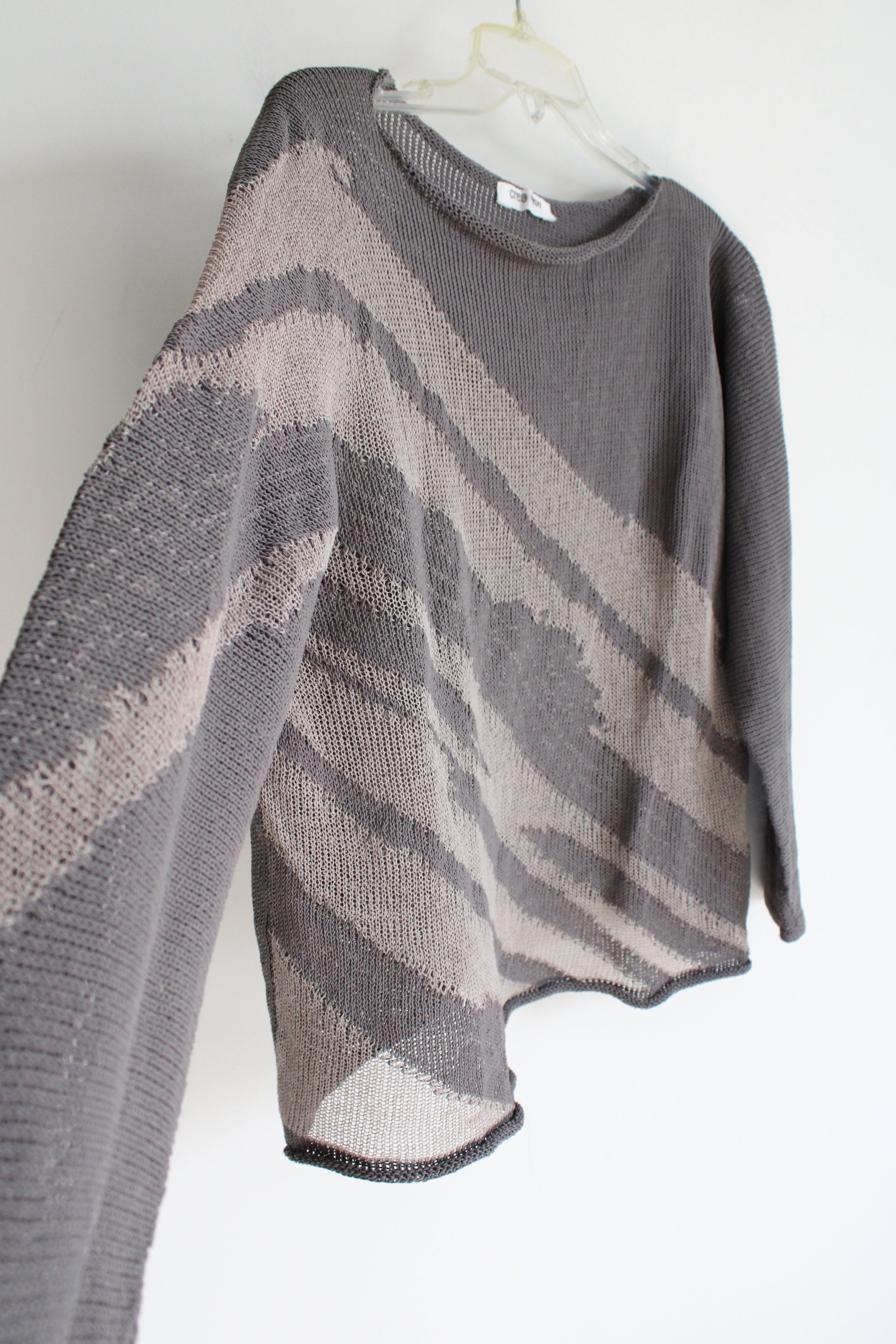 Crea Concept Gray Tiger Striped Knit Sweater | 42