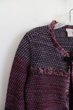 Chico's Pink & Purple Fringe Cardigan | 2 (L)
