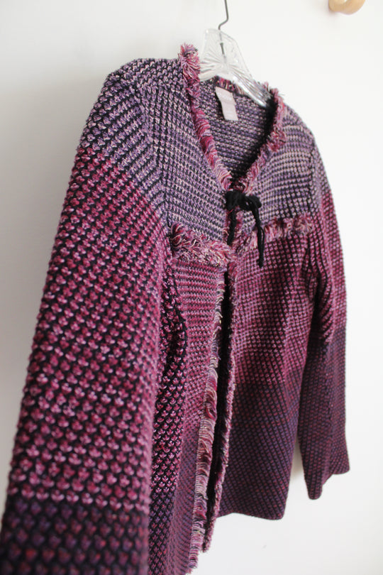 Chico's Pink & Purple Fringe Cardigan | 2 (L)