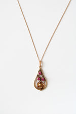 Vintage 10K Pink Ruby Pendant Necklace