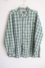 Eddie Bauer Long Sleeved Green Plaid Button Down Shirt | XXL