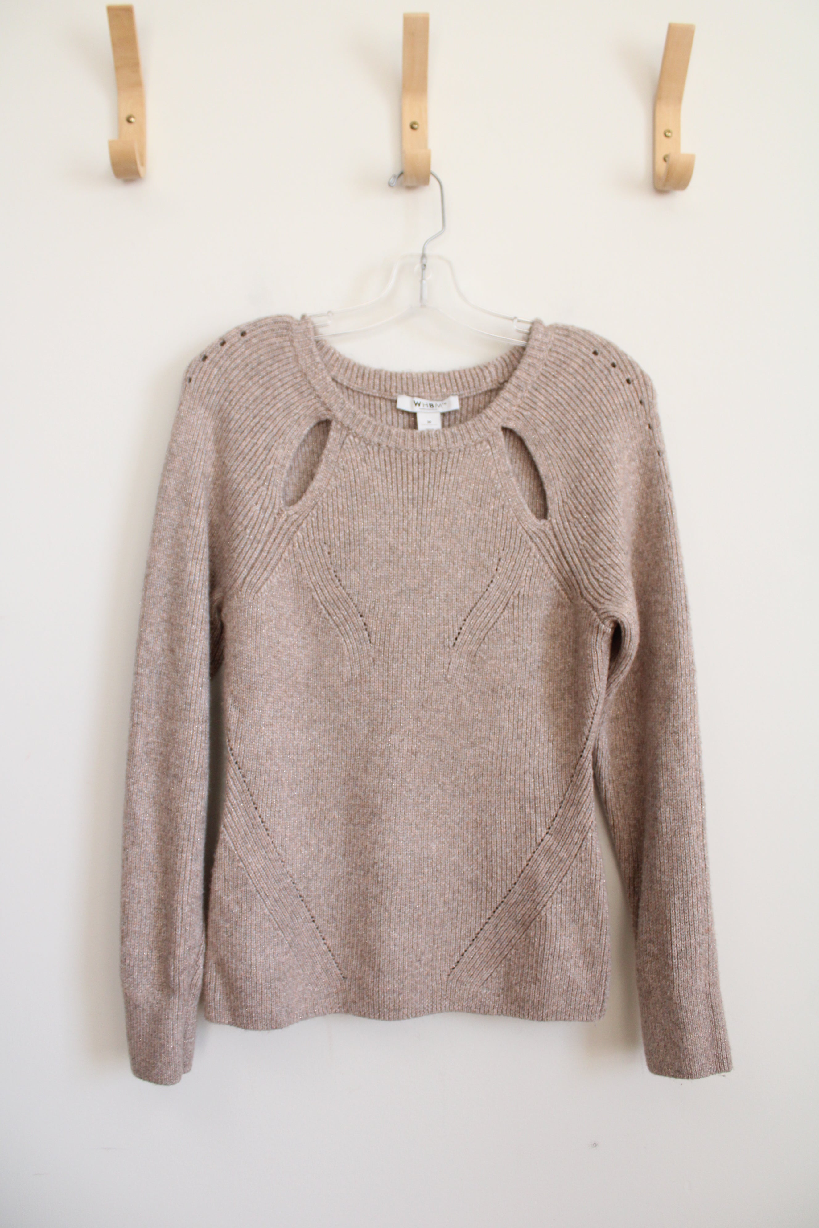 White House Black Market Tan Metallic Sweater | M