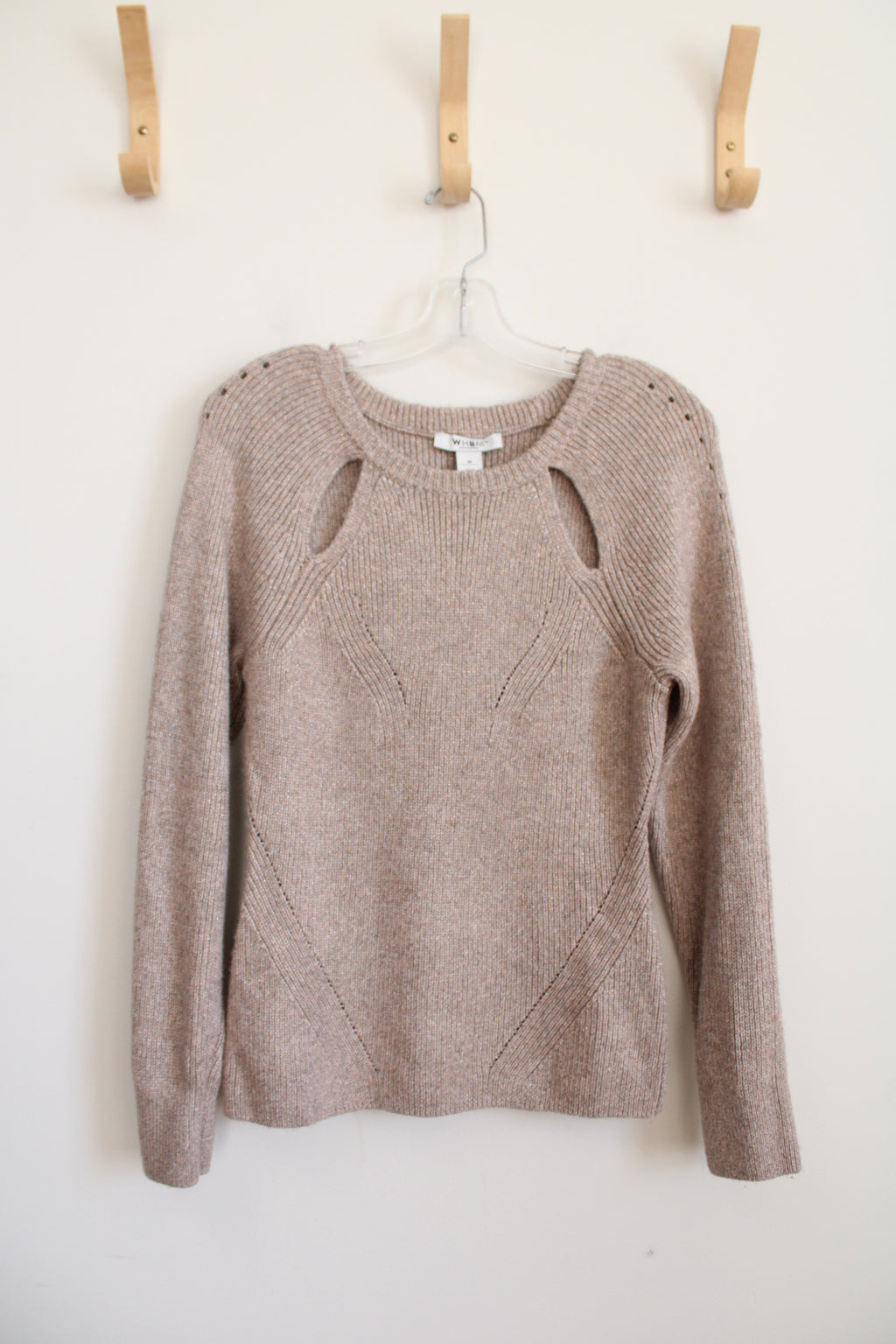 White House Black Market Tan Metallic Sweater | M