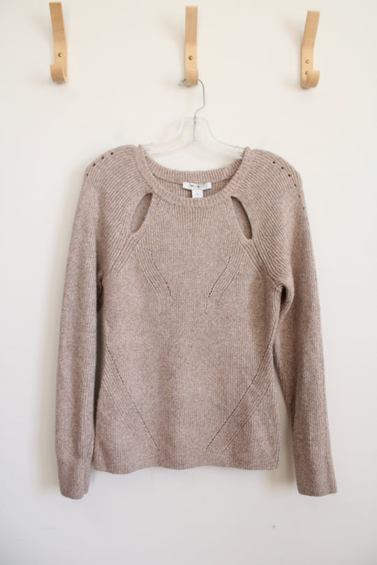 White House Black Market Tan Metallic Sweater | M