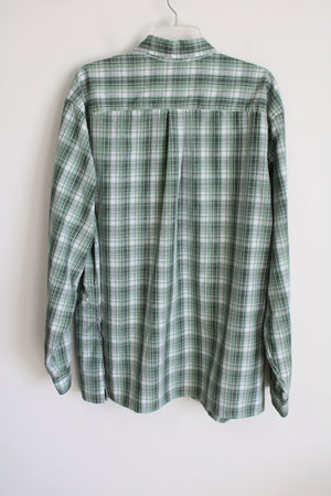 Eddie Bauer Long Sleeved Green Plaid Button Down Shirt | XXL
