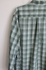 Eddie Bauer Long Sleeved Green Plaid Button Down Shirt | XXL