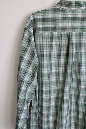 Eddie Bauer Long Sleeved Green Plaid Button Down Shirt | XXL