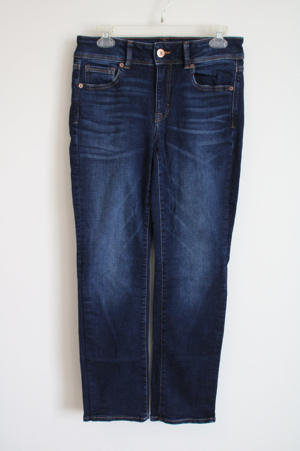 American Eagle Super Stretch Dark Wash Kick Boot Jeans | 8 Short