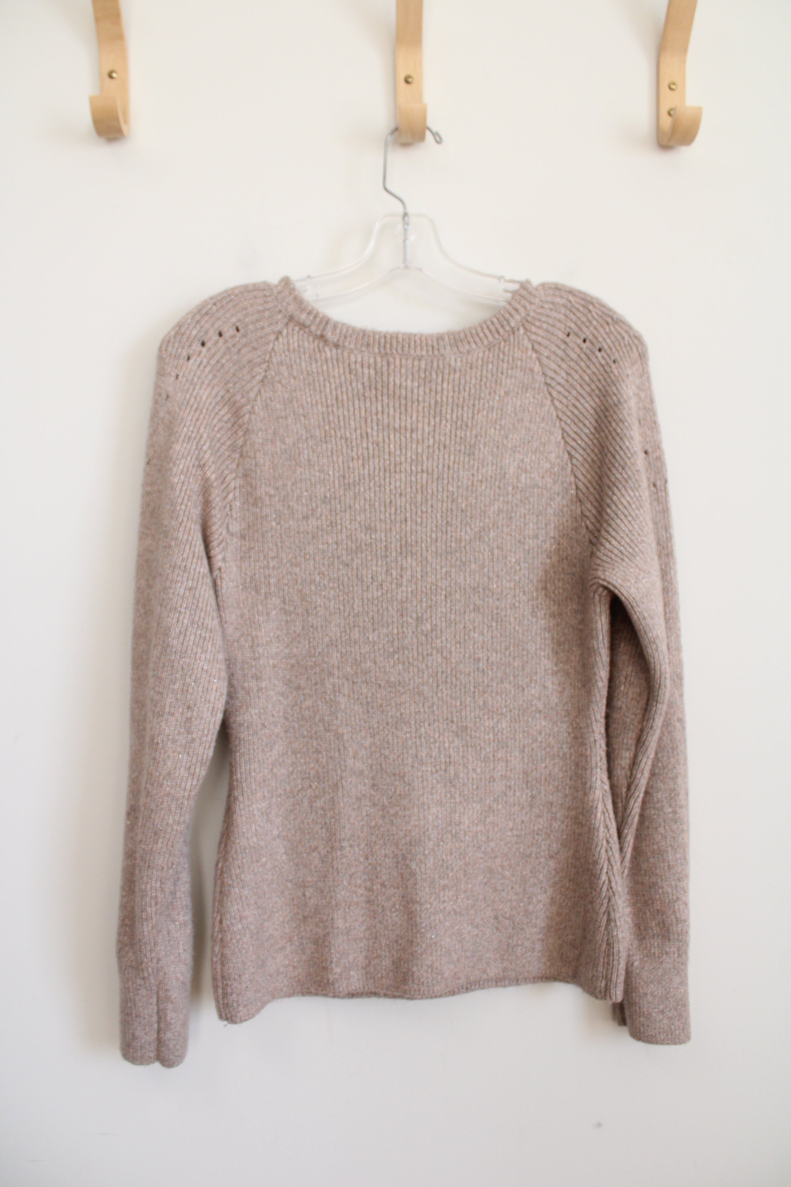White House Black Market Tan Metallic Sweater | M