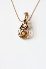 Vintage 10K Pink Ruby Pendant Necklace