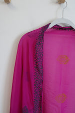 Yellow Green & Blue Patterned Pink Shawl