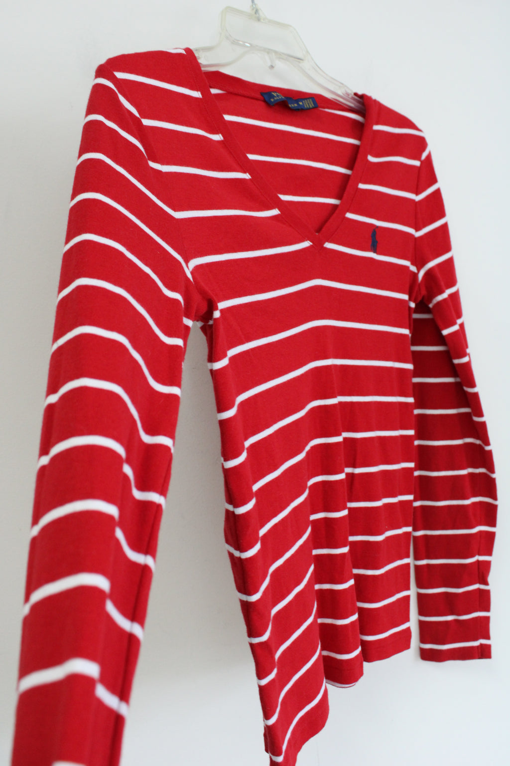 Ralph Lauren Polo Red White Striped Long Sleeve Shirt | M